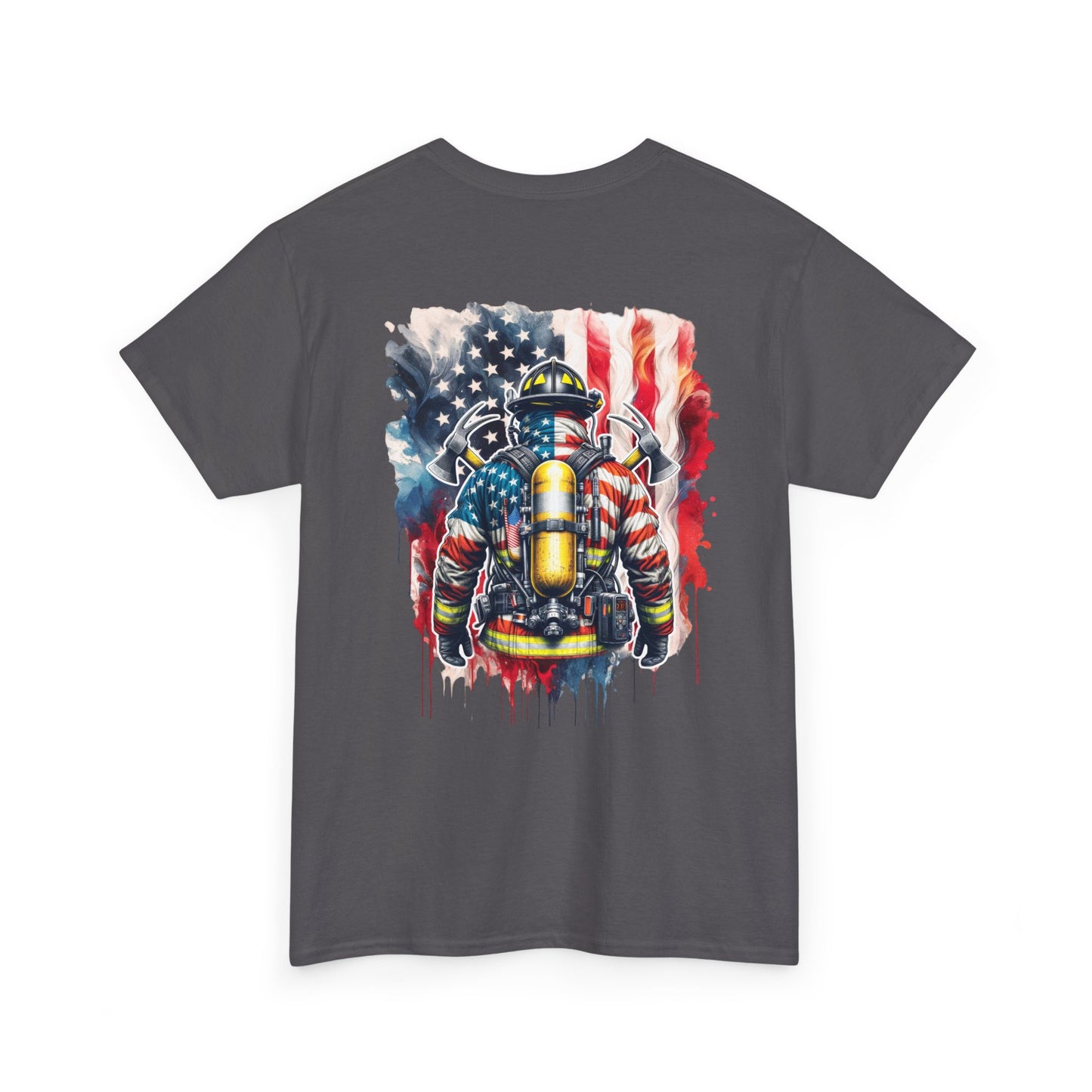American Flag Firefighter Tee | Patriotic Firefighter Back Graphic