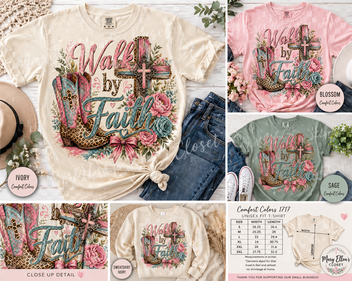 Walk by Faith Shabby Chic Western Graphic Tee