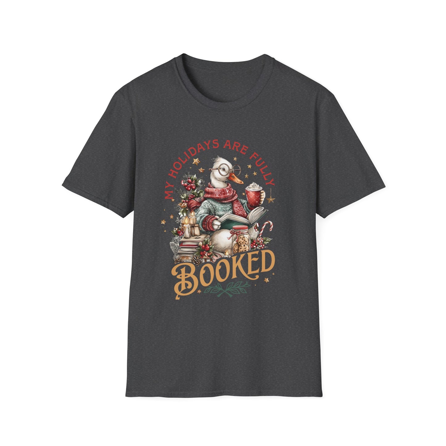 Festive Book Lover's T-Shirt-My Holidays Are Fully Booked Tee