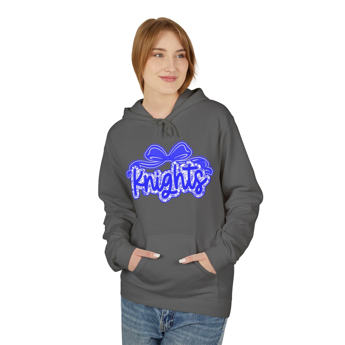 Knight-Themed Unisex Fleece Hoodie, Cozy Casual Wear, School Spirit, Comfortable Gift for All Occasions, Great for Sports Fans