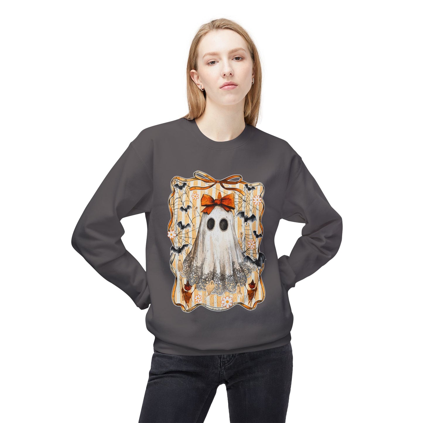 Ghostly Charm Fleece Crewneck Sweatshirt
