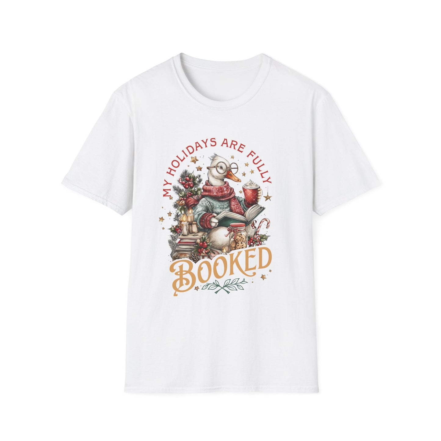 Festive Book Lover's T-Shirt-My Holidays Are Fully Booked Tee