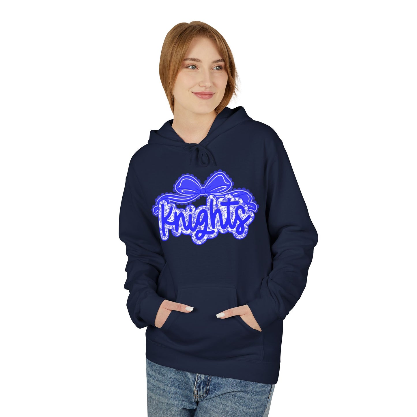 Knight-Themed Unisex Fleece Hoodie, Cozy Casual Wear, School Spirit, Comfortable Gift for All Occasions, Great for Sports Fans