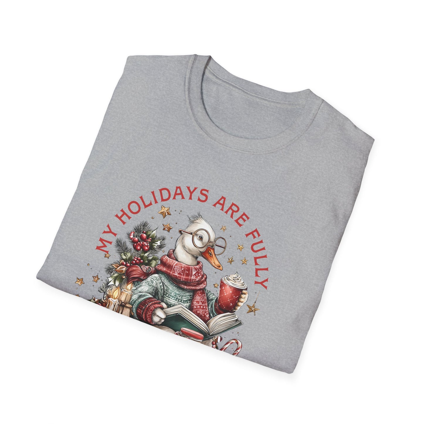 Festive Book Lover's T-Shirt-My Holidays Are Fully Booked Tee