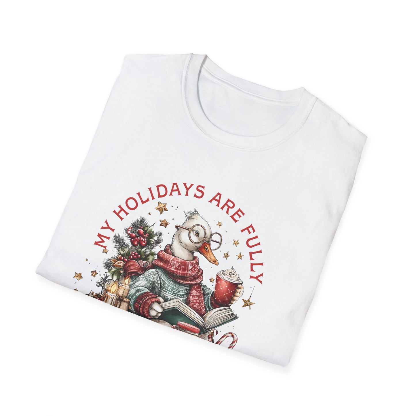 Festive Book Lover's T-Shirt-My Holidays Are Fully Booked Tee