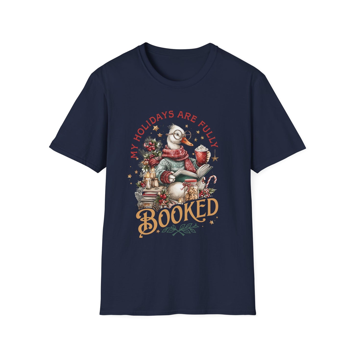 Festive Book Lover's T-Shirt-My Holidays Are Fully Booked Tee