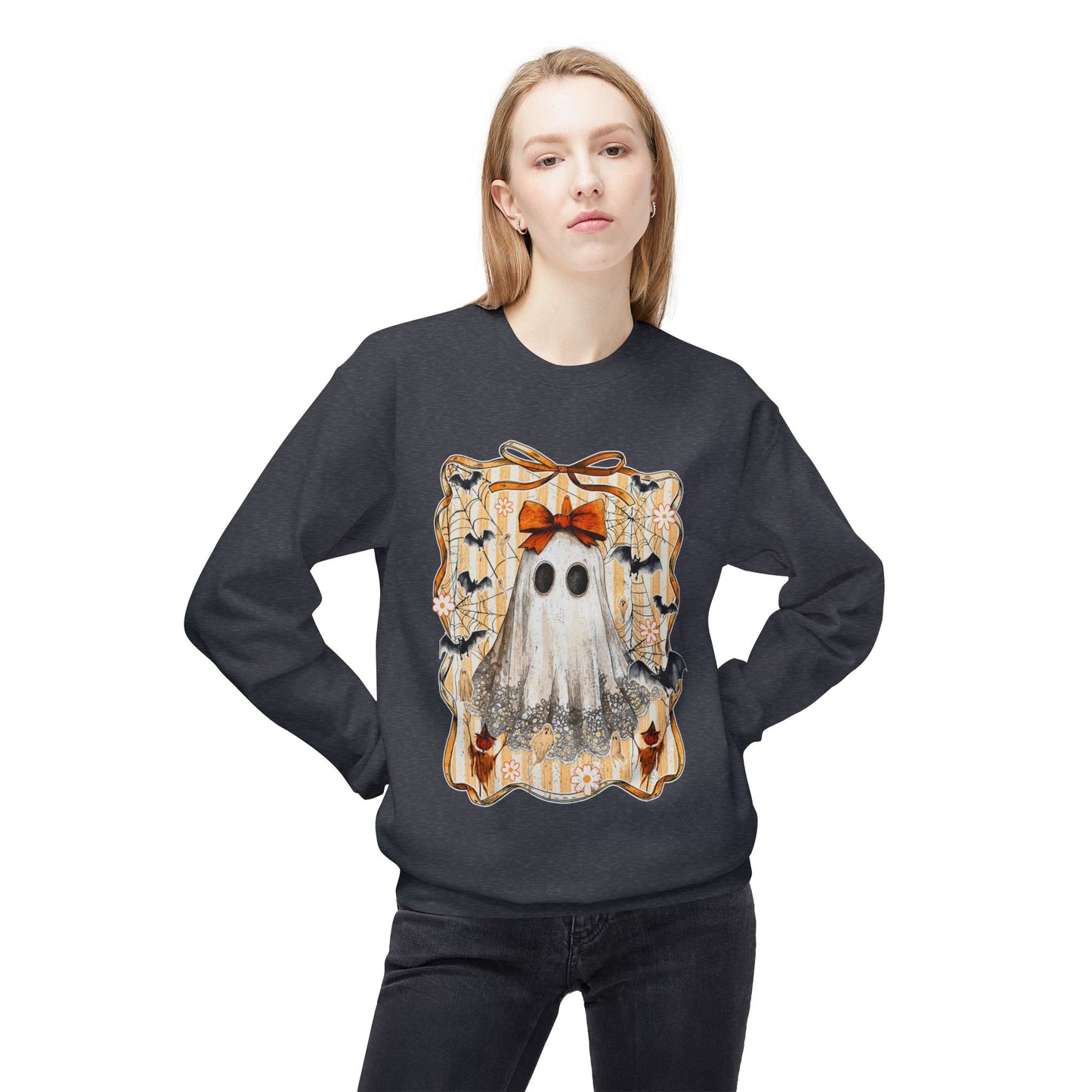 Ghostly Charm Fleece Crewneck Sweatshirt