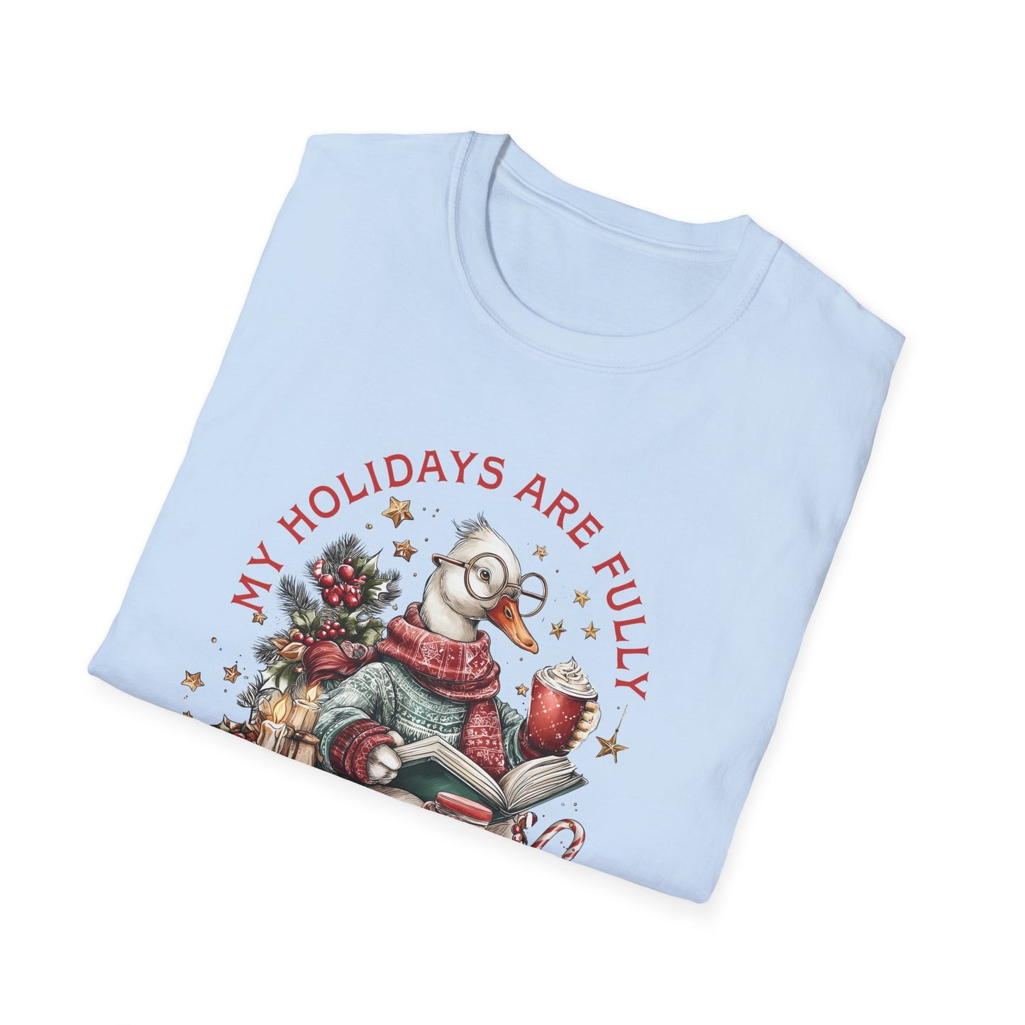 Festive Book Lover's T-Shirt-My Holidays Are Fully Booked Tee