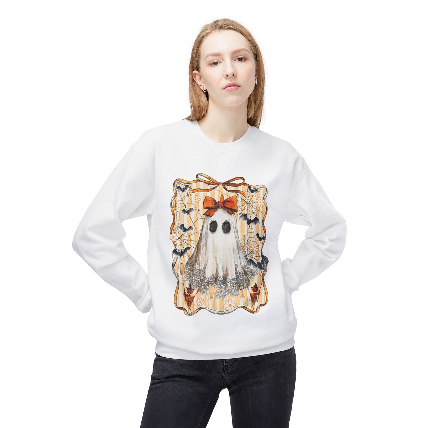 Ghostly Charm Fleece Crewneck Sweatshirt