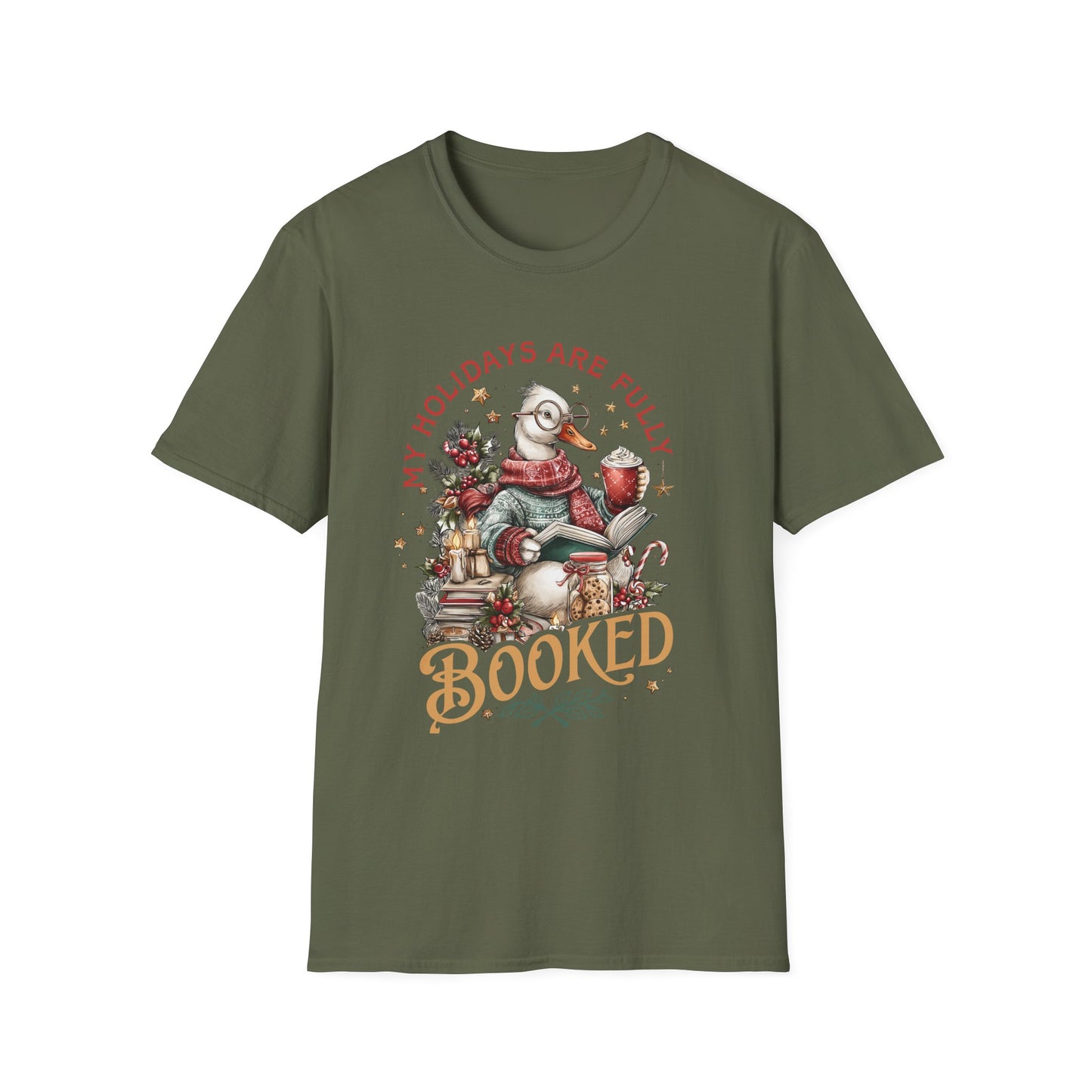 Festive Book Lover's T-Shirt-My Holidays Are Fully Booked Tee
