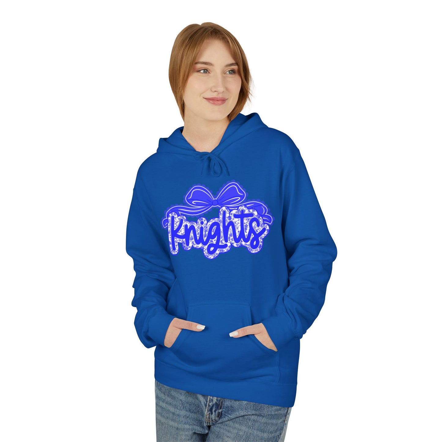 Knight-Themed Unisex Fleece Hoodie, Cozy Casual Wear, School Spirit, Comfortable Gift for All Occasions, Great for Sports Fans