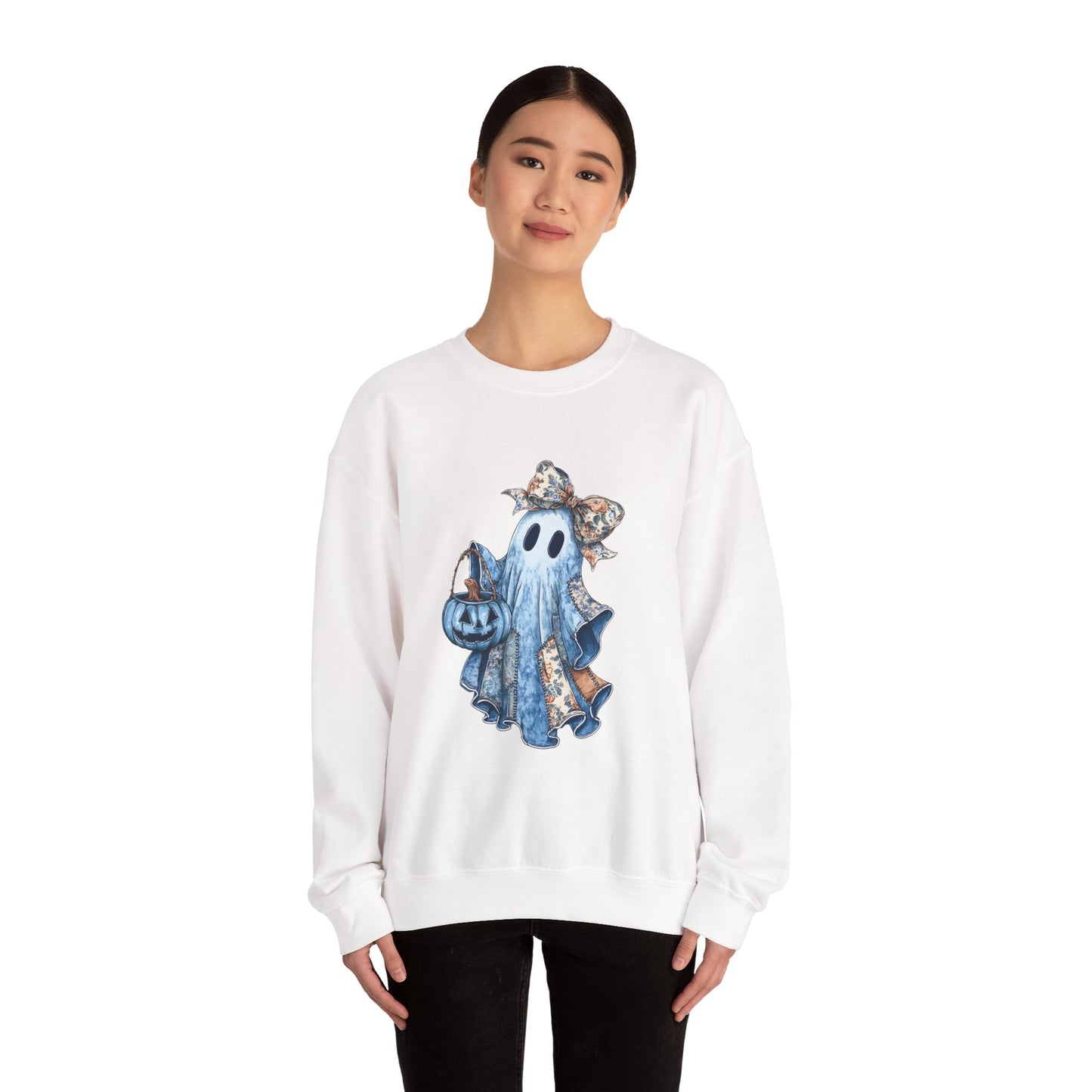 Cozy Ghost Sweatshirt - Unisex Heavy Blend™ Crewneck for Halloween