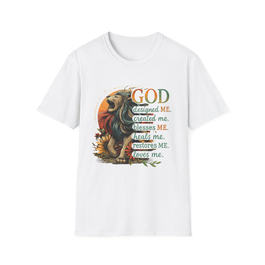 God Designed Me Lion T-Shirt | Inspirational Unisex Softstyle Tee |