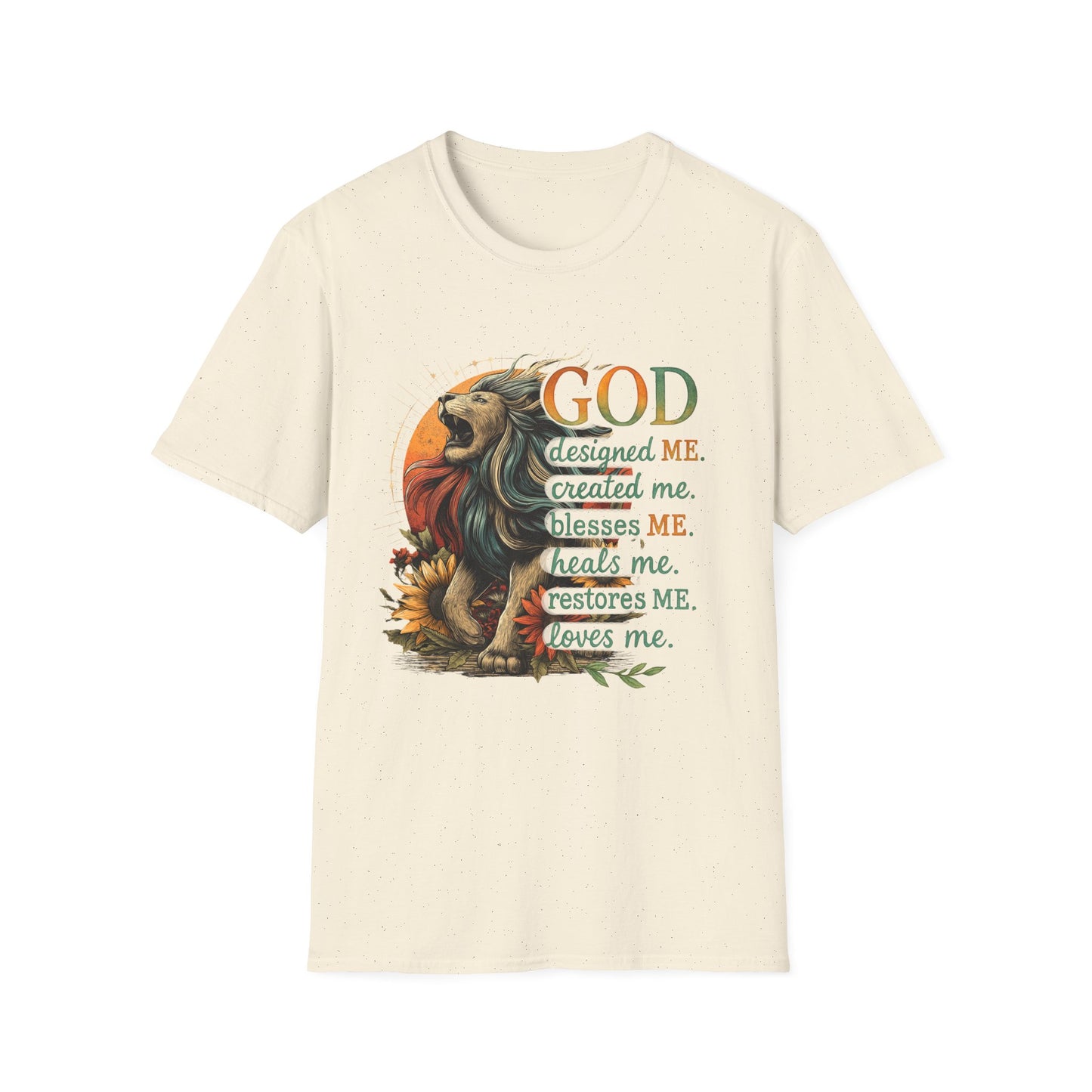 God Designed Me Lion T-Shirt | Inspirational Unisex Softstyle Tee |