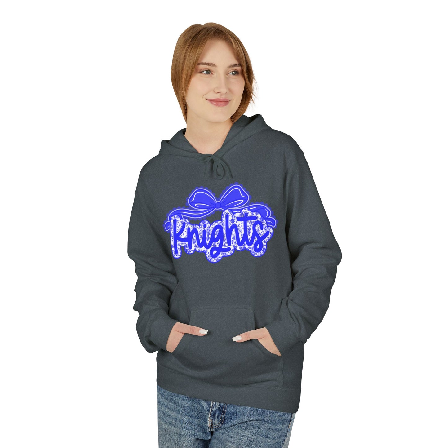 Knight-Themed Unisex Fleece Hoodie, Cozy Casual Wear, School Spirit, Comfortable Gift for All Occasions, Great for Sports Fans