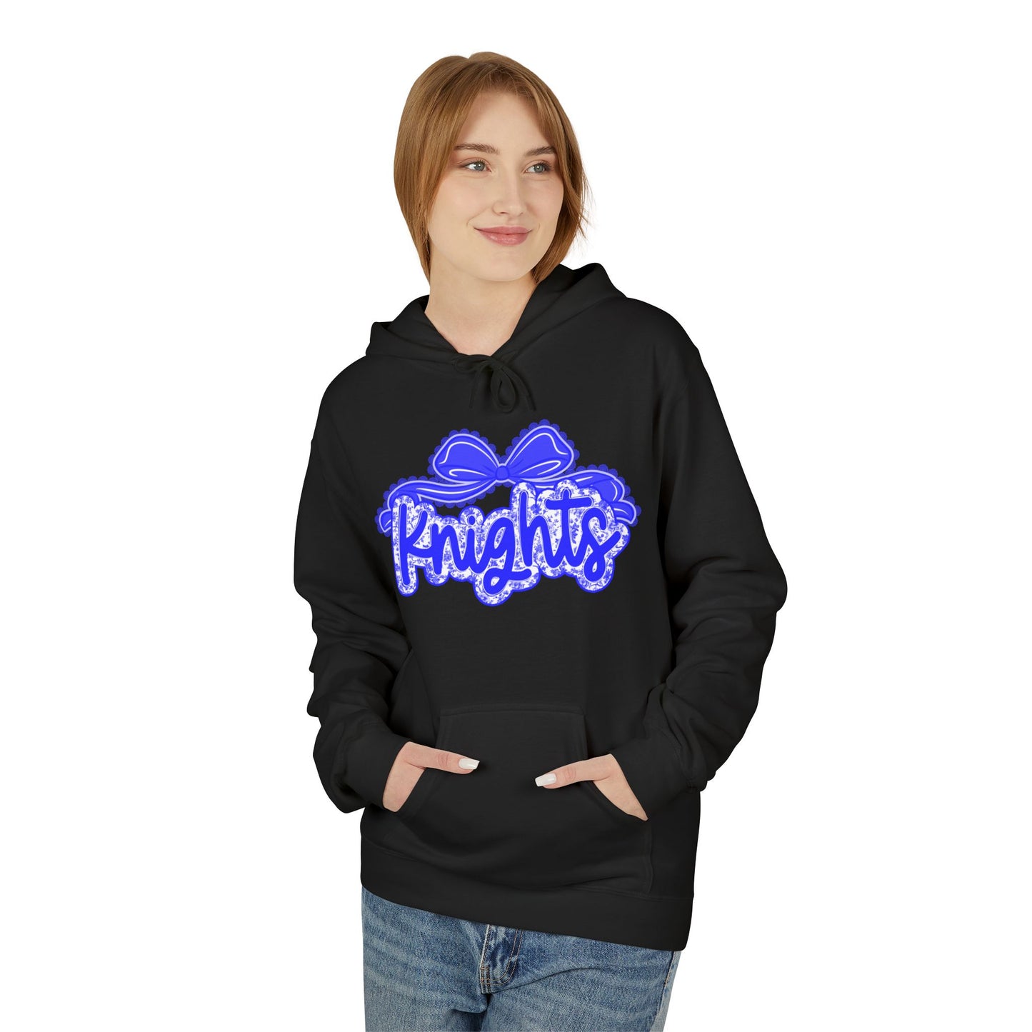Knight-Themed Unisex Fleece Hoodie, Cozy Casual Wear, School Spirit, Comfortable Gift for All Occasions, Great for Sports Fans