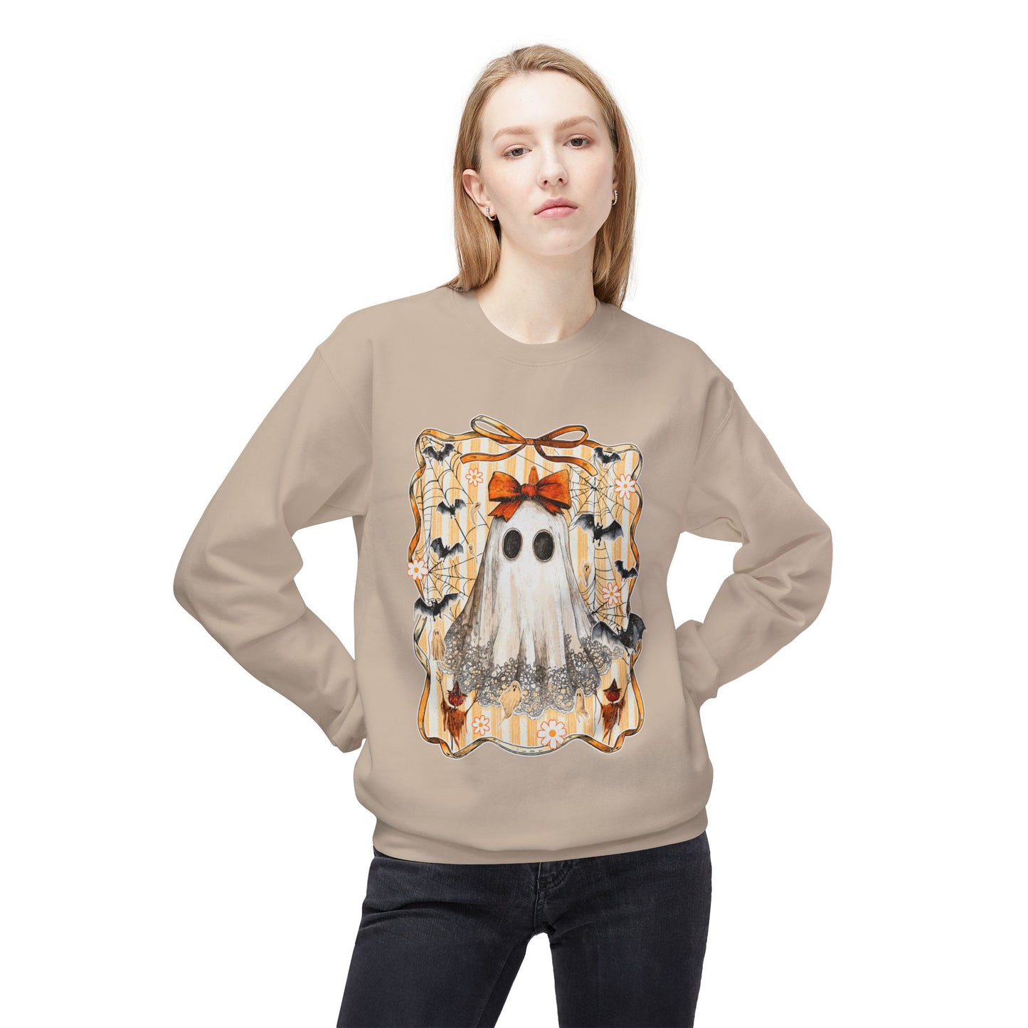 Ghostly Charm Fleece Crewneck Sweatshirt