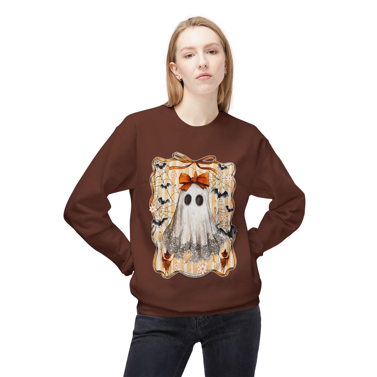 Ghostly Charm Fleece Crewneck Sweatshirt