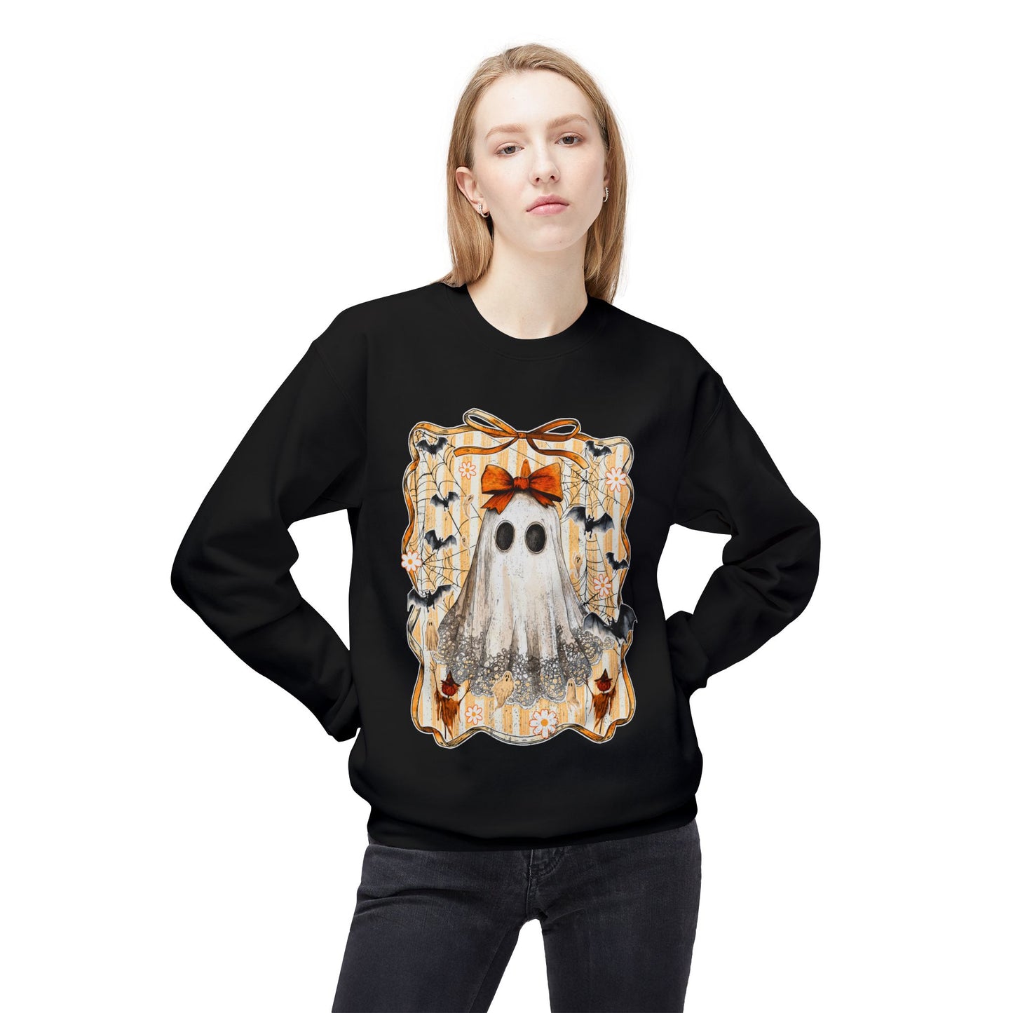 Ghostly Charm Fleece Crewneck Sweatshirt