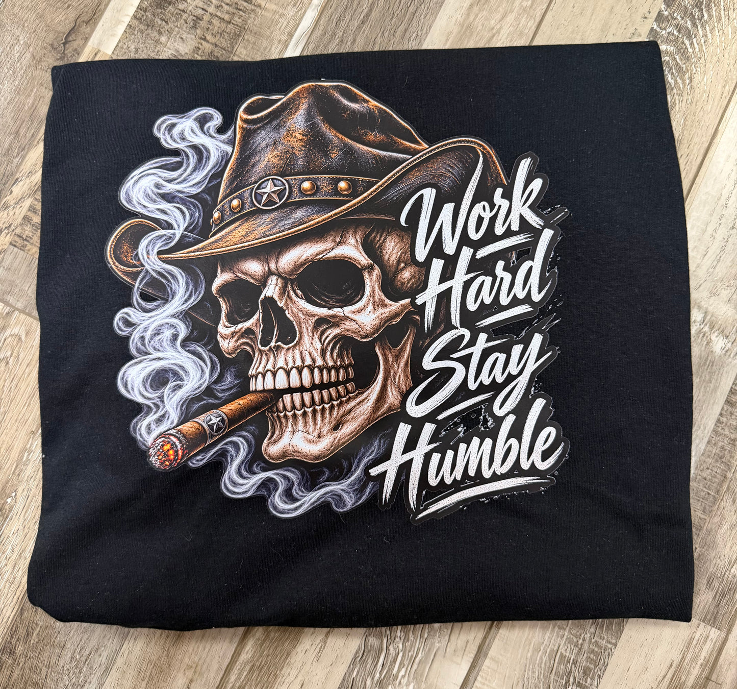 Work Hard Stay Humble Cowboy Skull T-Shirt