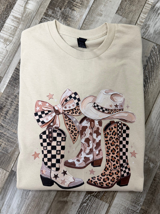 Western Boots & Bows T- Shirt